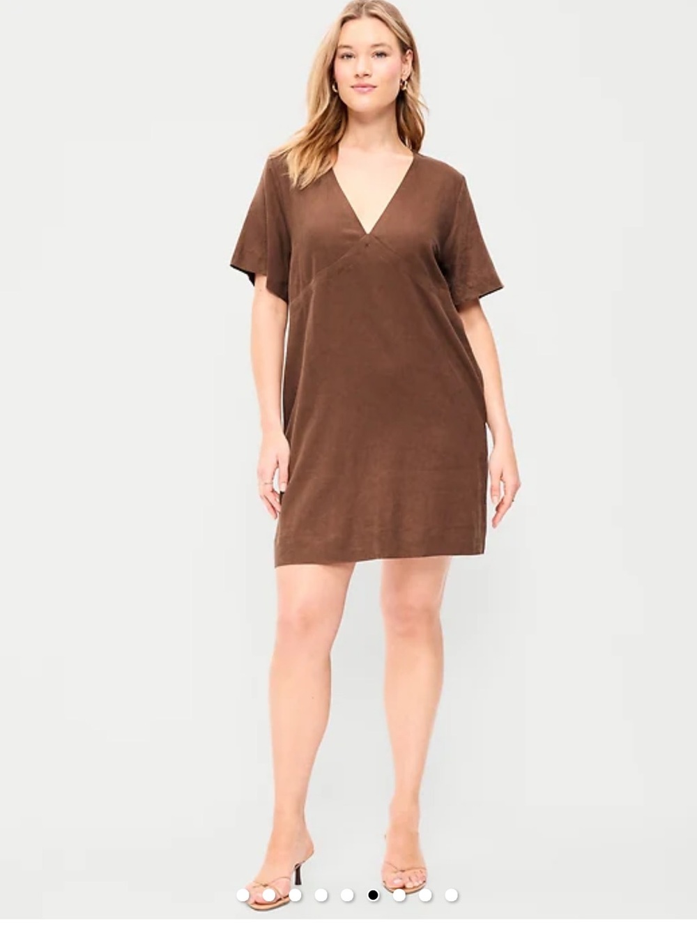 Old Navy V-Neck Short Sleeve Linen Blend Shift Dress in Peppercorn